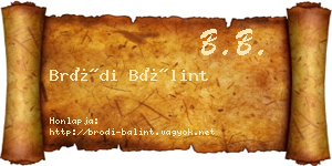 Bródi Bálint névjegykártya